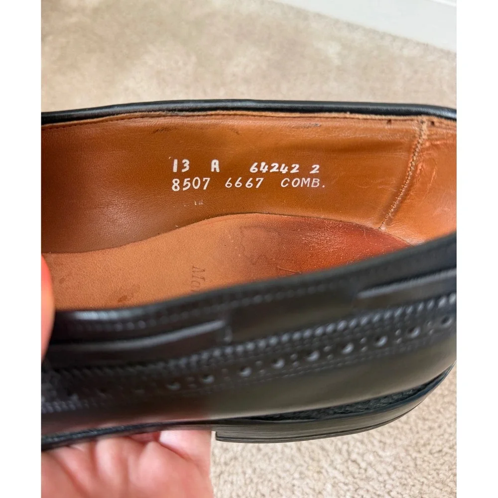 Allen Edmonds Loafers Manchester Leather Wingtip Brogue Tassel Black 13 A Narrow